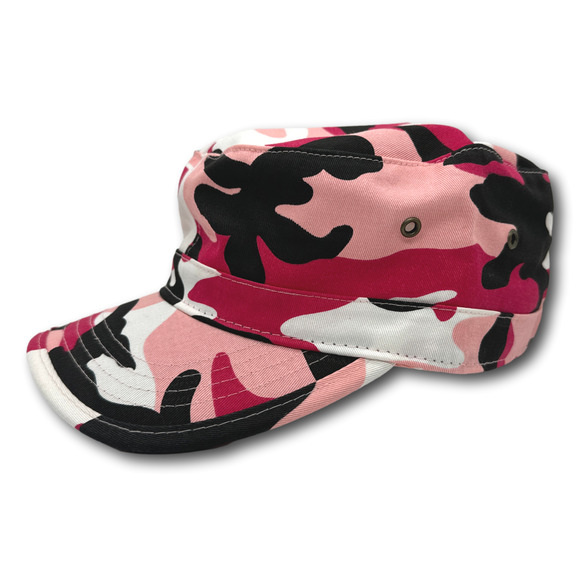 Pink Camo Cadet Hat Fatigue Basic Training Round Top GI Army Battle Dress Cap - Picture 2 of 6